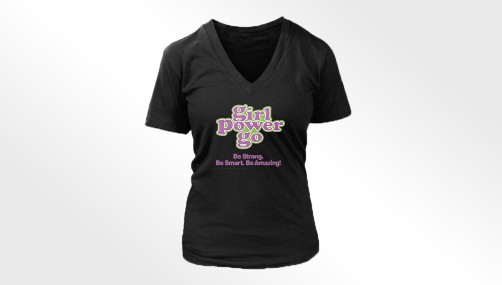 Girl Power Go Ladies Bella Missy V-Neck T-shirt